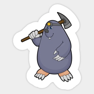 Mole as Farmer with Pickaxe & Spotlight Sticker